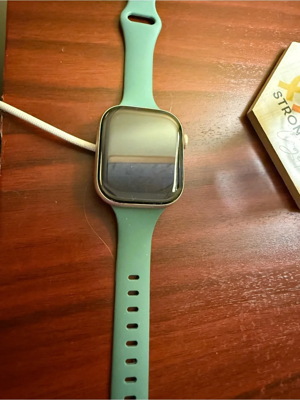 Smart Fitness Watch with Green Silicone Band